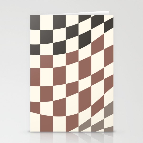 earth brown warp checked Stationery Cards