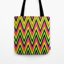 Chevron Design In Green Lime Red Pink Zigzags Tote Bag