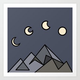 Geo Mountain Night Art Print