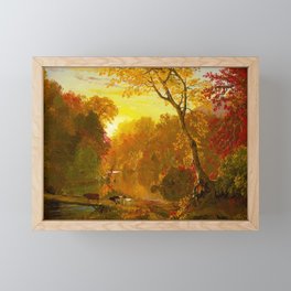 Frederic Edwin Church (American, 1826-1900) - Autumn in North America - 1856 - Luminism (Hudson River School) - Romanticism - Landscape painting - Oil on board - Hi-Res Digitally Remastered Version - Framed Mini Art Print