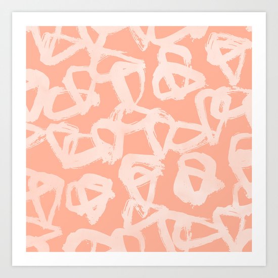 Sweet Life Triangle Dots Peach Coral Pink Art Print