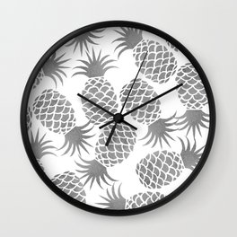 Modern white silver luxury tropical pineapple  Wall Clock