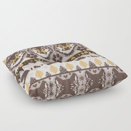 Fair isle knitting grey wolf // oak and taupe brown wolves yellow moons and pine trees Floor Pillow