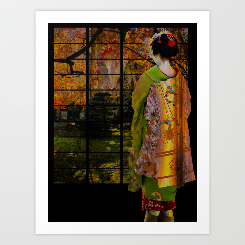 Geisha Looking Out A Window Art Print By Bakkagirl Society6