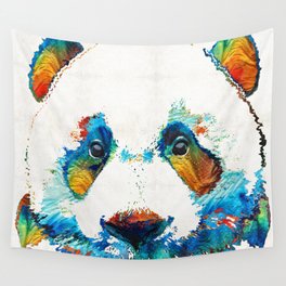 Colorful Panda Bear Art By Sharon Cummings Wall Tapestry