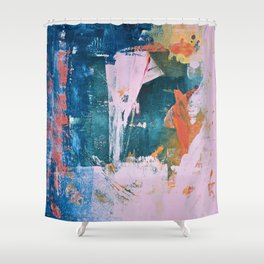 The Sword in the Stone: a vibrant abstract painting in blues pink and yellow by Alyssa Hamilton Art  Shower Curtain