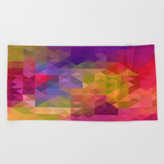 Bright Colorful Geometric Abstract Beach Towel