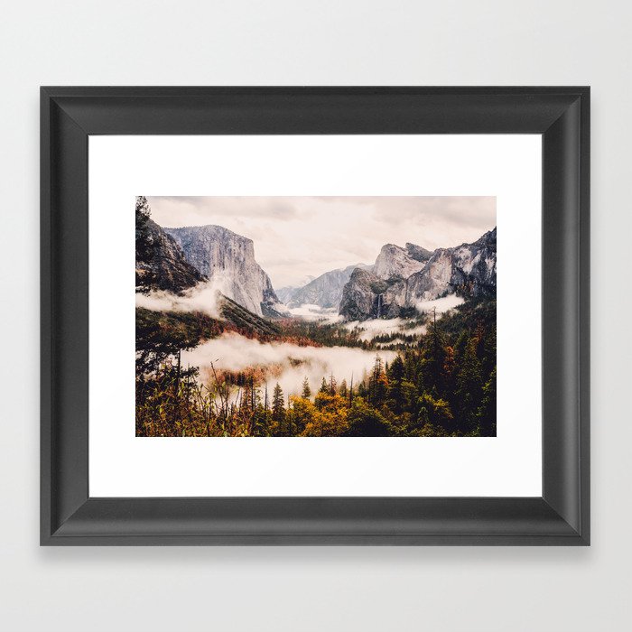 Amazing Yosemite California Forest Waterfall Canyon Framed Art Print