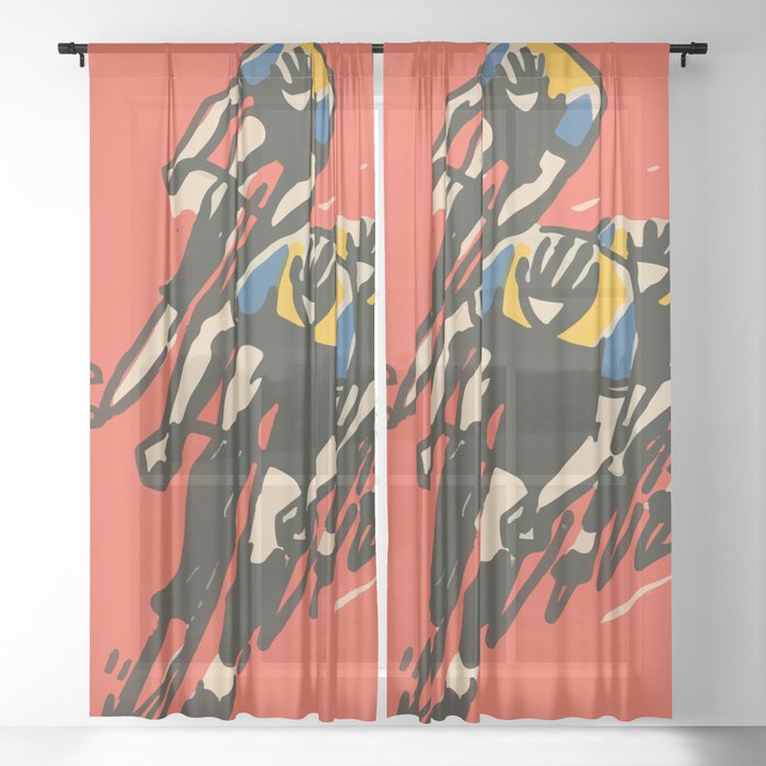 Ride More Vintage Bike Poster Sheer Curtain