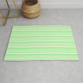 [ Thumbnail: Beige and Green Colored Lined/Striped Pattern Rug ]