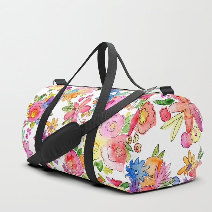 Colorful Watercolor Flower Bouquets Duffle Bag