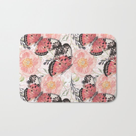 Flowers & butterflies #3 Bath Mat