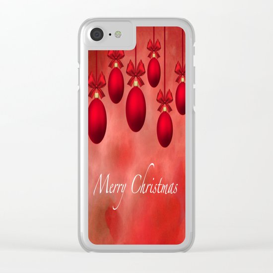 Merry Christmas Ornaments Bows and Ribbons - Red Clear iPhone Case