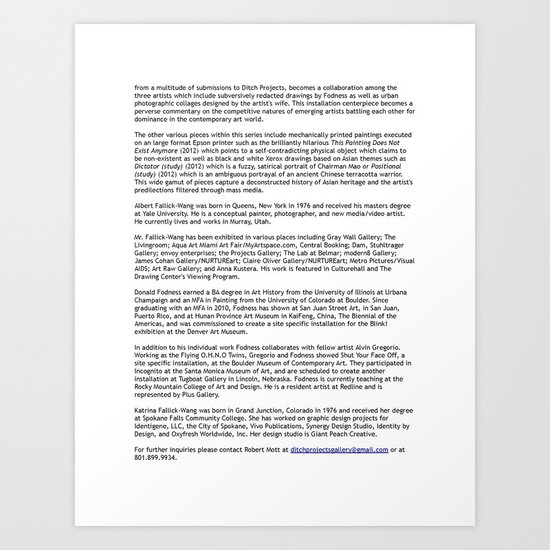 Ditch Projects Press Release (Page 2) Art Print