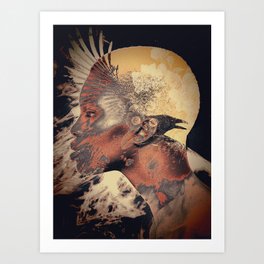 PORTRAIT (Woman and bird) Art Print