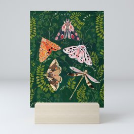 Moths and dragonfly Mini Art Print