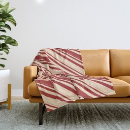 [ Thumbnail: Brown & Bisque Colored Lined Pattern Throw Blanket ]