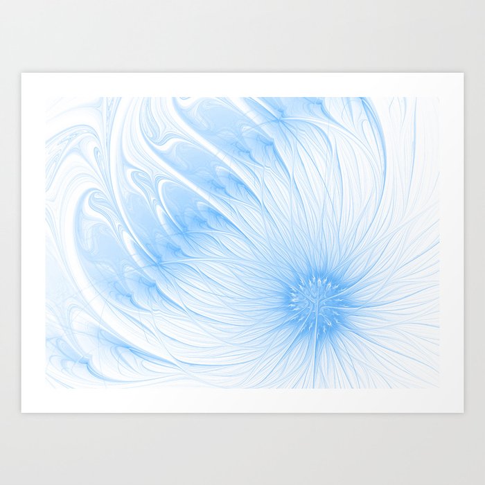 Blue White Flower Abstract Digital Painting Cute Floral Pattern