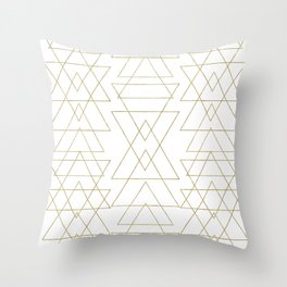 Modern White & Gold Geometric Pattern Throw Pillow