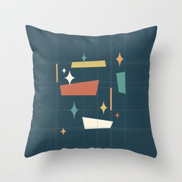 Mid Century Modern Abstract Composition 7 in Charcoal Throw Pillow