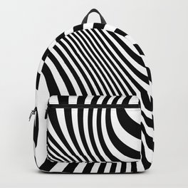 Retro Shapes And Lines Black And White Optical Art Backpack
