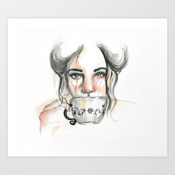 Tears in the coffee Art Print