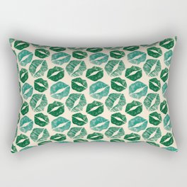 Pattern Lips in Green Lipstick Rectangular Pillow