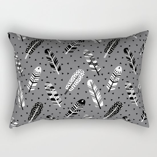 Feather geometric grey charcoal neutral modern pattern print dots geo scandinavian scandi pattern pr Rectangular Pillow