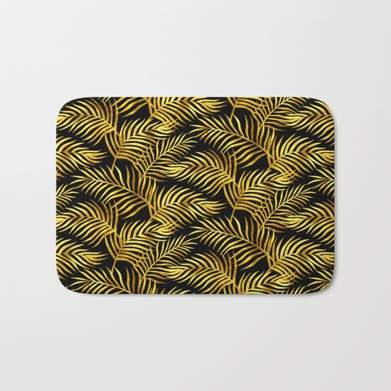 Palm Leaves_Gold and Black Bath Mat