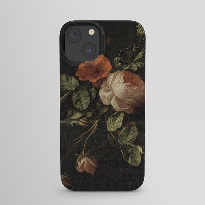 Botanical Rose And Snail iPhone Case