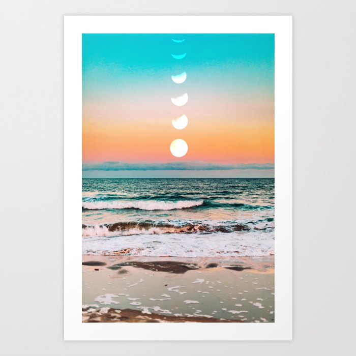 Beach Moon #digitalart #nature Art Print