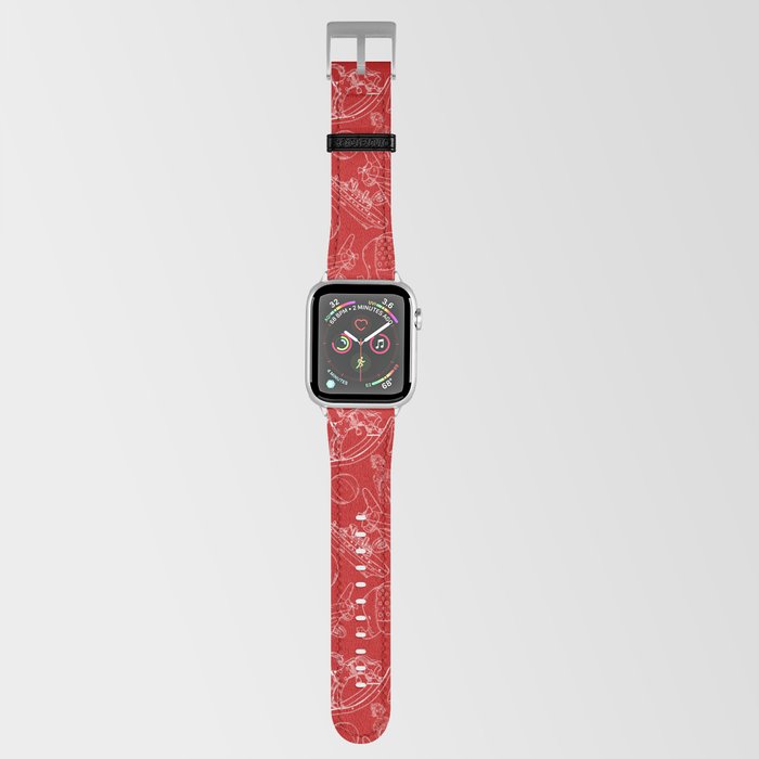 Red and White Toys Outline Pattern Apple Watch Band