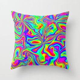 Psychedelic Rainbow Marbleized Pattern  Throw Pillow