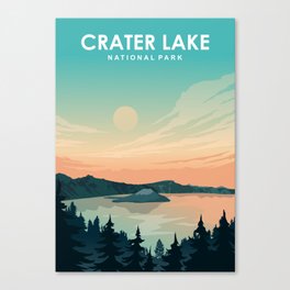 Crater Lake National Park Travel Poster Canvas Print