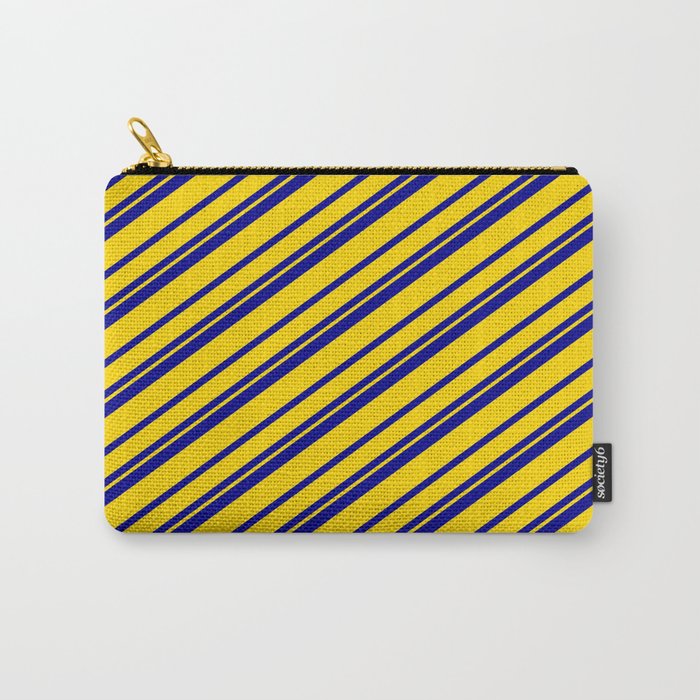 Dark Blue and Yellow Colored Lines/Stripes Pattern Carry-All Pouch
