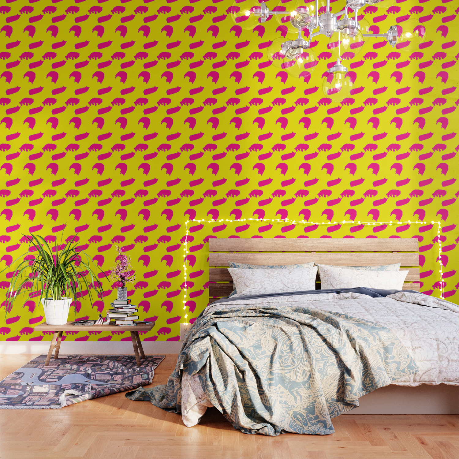 Sleeping Cats Pink On Yellow Wallpaper By Sharkbrew Society6 We have 53+ amazing background pictures carefully picked by our community. society6