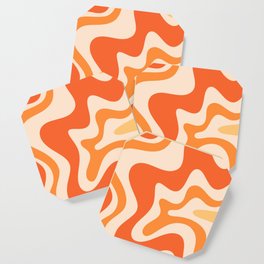 Tangerine Liquid Swirl Retro Abstract Pattern Coaster