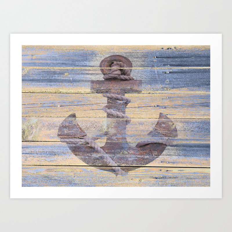 Rusty Anchor Grey Blue Beach Lake House Coastal Home Decor A177 Art Print By Nicolphotographicart Society6