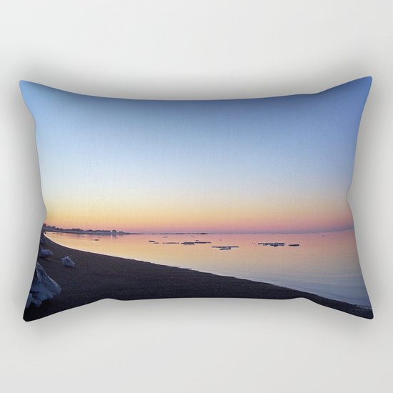 Winter Beach Sunset Rectangular Pillow