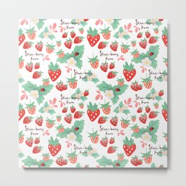 strawberry farm Metal Print | Strawberryfarm, Strawberry, Painting, Pattern, Digital 