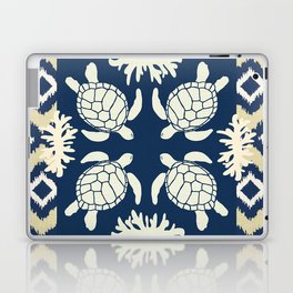 Sea Turtles on Indigo Linen Laptop & iPad Skin