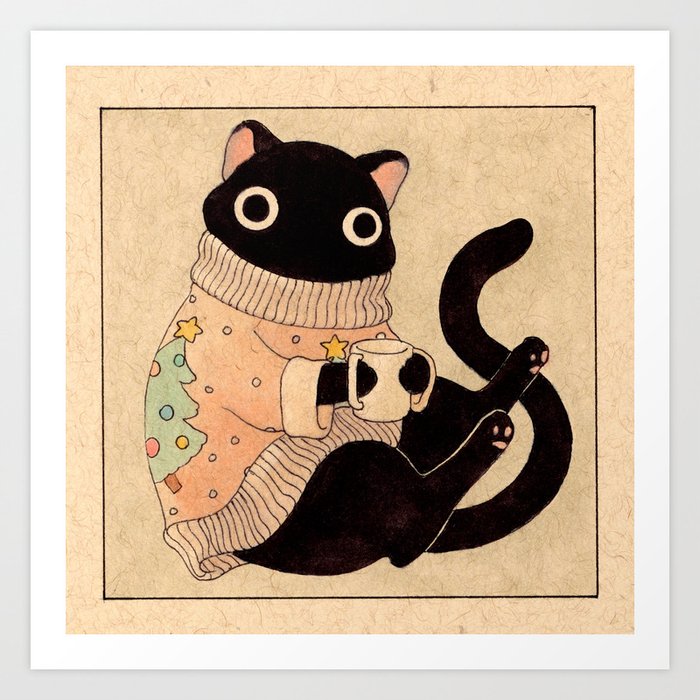 Christmas Cat 01 Art Print by Felicia Chiao Society6