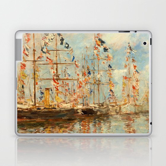 Yacht Basin at Trouville-Deauville by Eugene Boudin Laptop & iPad Skin