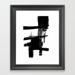 Black Brush Strokes Modern Minimalist Abstract Painting Art, nr 12 Framed Art Print