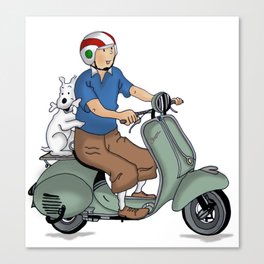 Tintin y Milú (Vespa) Canvas Print