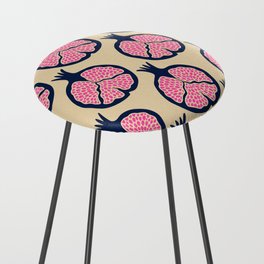 POMEGRANATES in PINK AND DARK BLUE ON SAND Counter Stool