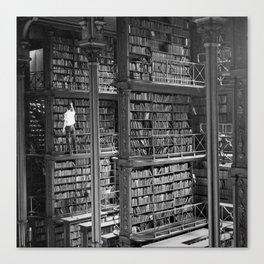A book lovers dream - Cast-iron Book Alcoves Cincinnati Library black and white photography Canvas Print