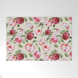 Red Fall Apple Watercolor Welcome Mat