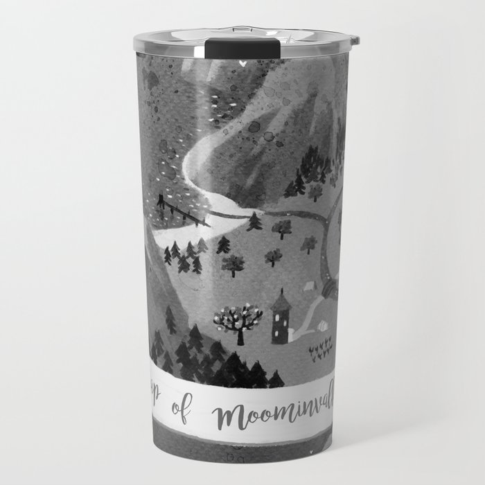 Moominvalley Map interpretation (Black & White) Travel Mug