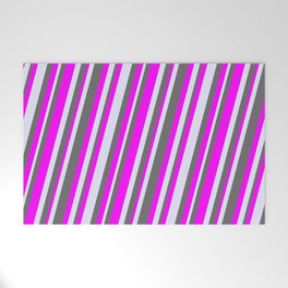 [ Thumbnail: Dim Gray, Fuchsia, and Lavender Colored Striped/Lined Pattern Welcome Mat ]